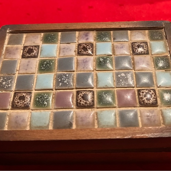 Vintage Japan Mosaic Tile Wooden Box - Picture 3 of 6